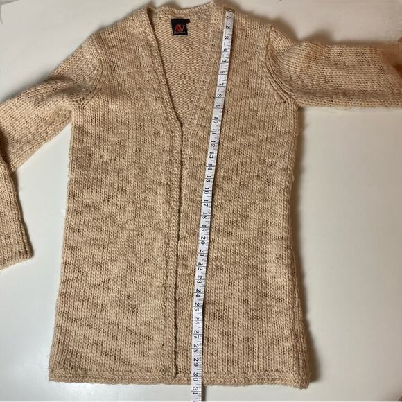 Adrienne Vittadini Womens' Chunky Knit Long Cardigan Wool Linen Camel Tan Small - Picture 10 of 13
